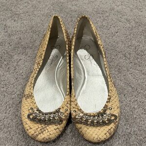 Jessica Simpson Tan Snake Print Flats
